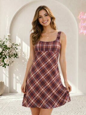 Faith Passion Plaid A-Line Cotton Dress Size 11/12 90s Grunge Cottagecore